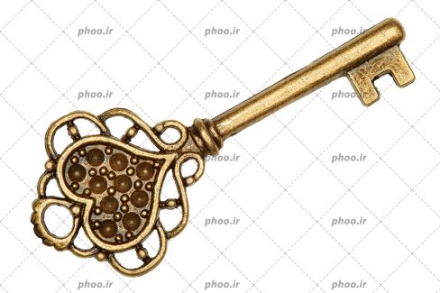 عکس کلید طلایی در پس زمینه سفید