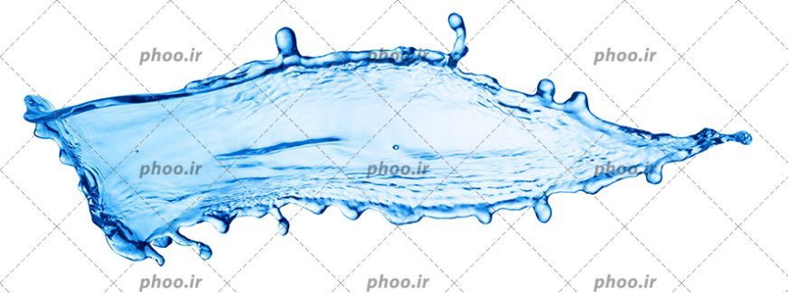 عکس پاشیدن آب آبی رنگ در پس زمینه سفید