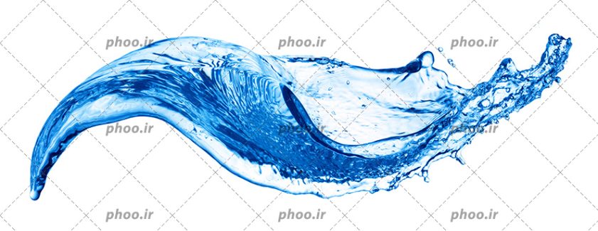 عکس پاشیدن آب آبی رنگ در پس زمینه سفید