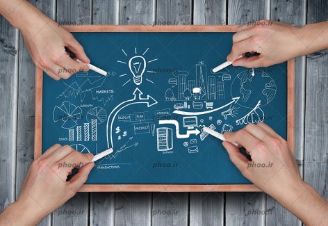 عکس افراد درحال نوشتن ایده و نظرات خود روی تخته