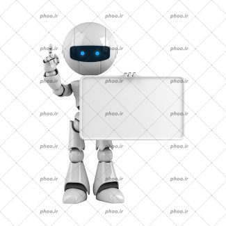 عکس با کیفیت تخته سفید در دست ربات هوشمند