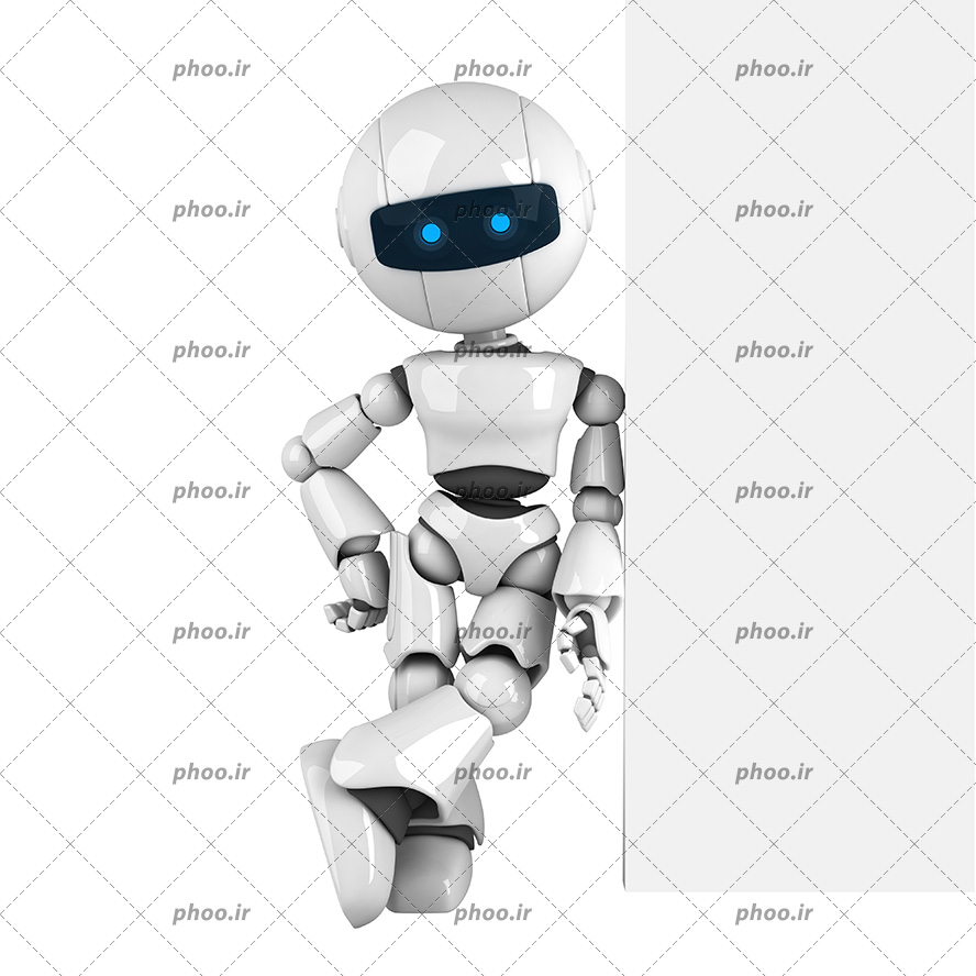 عکس با کیفیت ربات هوشمند تکیه بر دیوار سفید