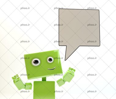 عکس با کیفیت ربات سبز با یک ابر تشکیل شده بالای سرش