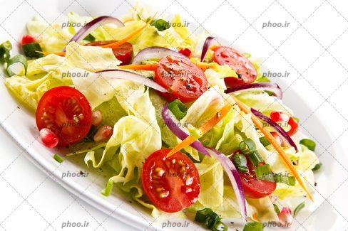 عکس سالاد سبزیجات در دیس سفید