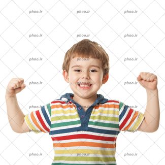 عکس با کیفیت کودک زیبا با لباس رنگارنگ