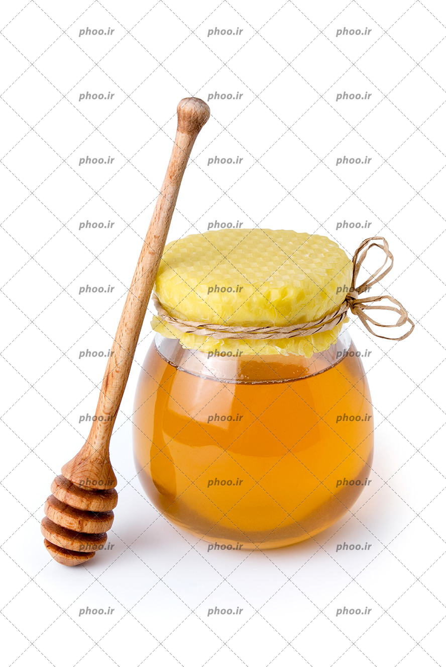 عکس عسل داخل ظرف با زمینه سفید