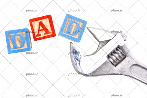 عکس آچار و نوشته انگلیسی برای روز پدر در زمینه سفید