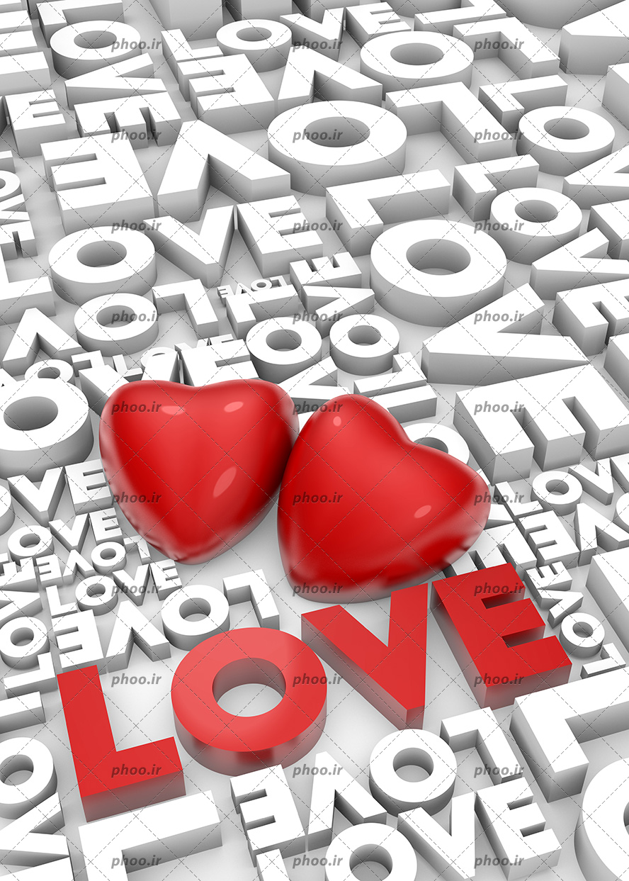 عکس با کیفیت قلب های قرمز و نوشته انگلیسی (love)