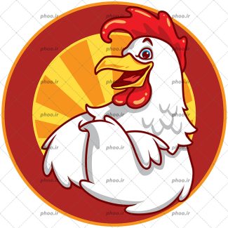 عکس واتر مارک خروس روی صفحه گرد قرمز