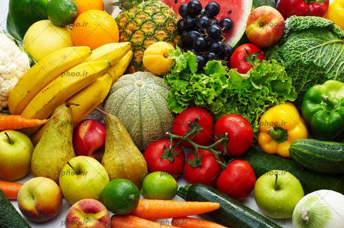 عکس میوه و سبزیجات متفاوت و رنگی زیبا در کنار هم