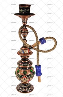 عکس قلیان زیبای عربی تزئینی در پس زمینه سفید