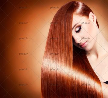عکس دختر زیبا با آرایش و مو های قهوه ای کراتینه شده لخت