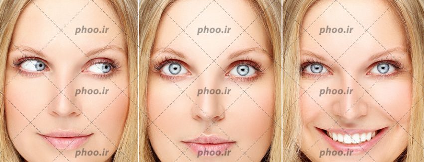عکس صورت خانم زیبا در سه حالت متفاوت