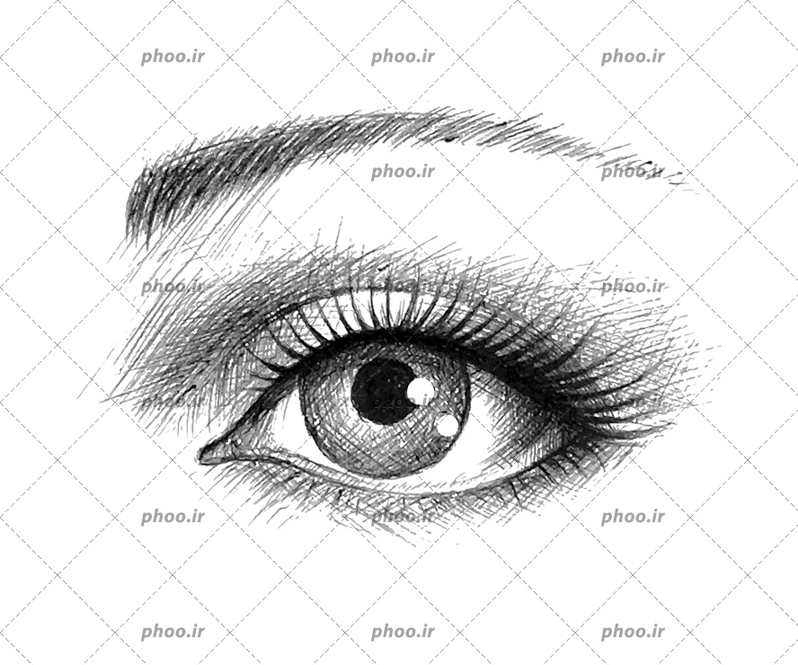 عکس نقاشی سیاه و سفید از چشم و ابرو انسان