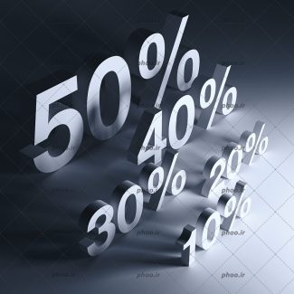 عکس با کیفیت اعداد سه بعدی با علامت تخفیف به رنگ خاکستری