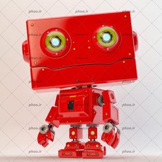 عکس با کیفیت ربات قرمز رنگ زیبا در پس زمینه سفید