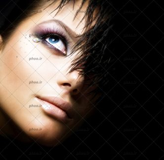 عکس زیبا ارایش صورت با رنگ مو جذاب مشکی