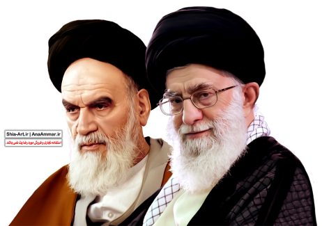 عکس با کیفیت سید علی خامنه ای در کنار امام خمینی (ره) در پس زمینه سفید