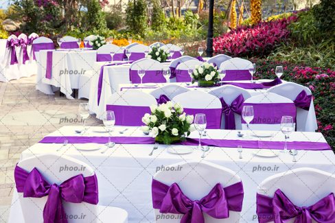 عکس با کیفیت تالار آماده شده برای مراسم عروسی