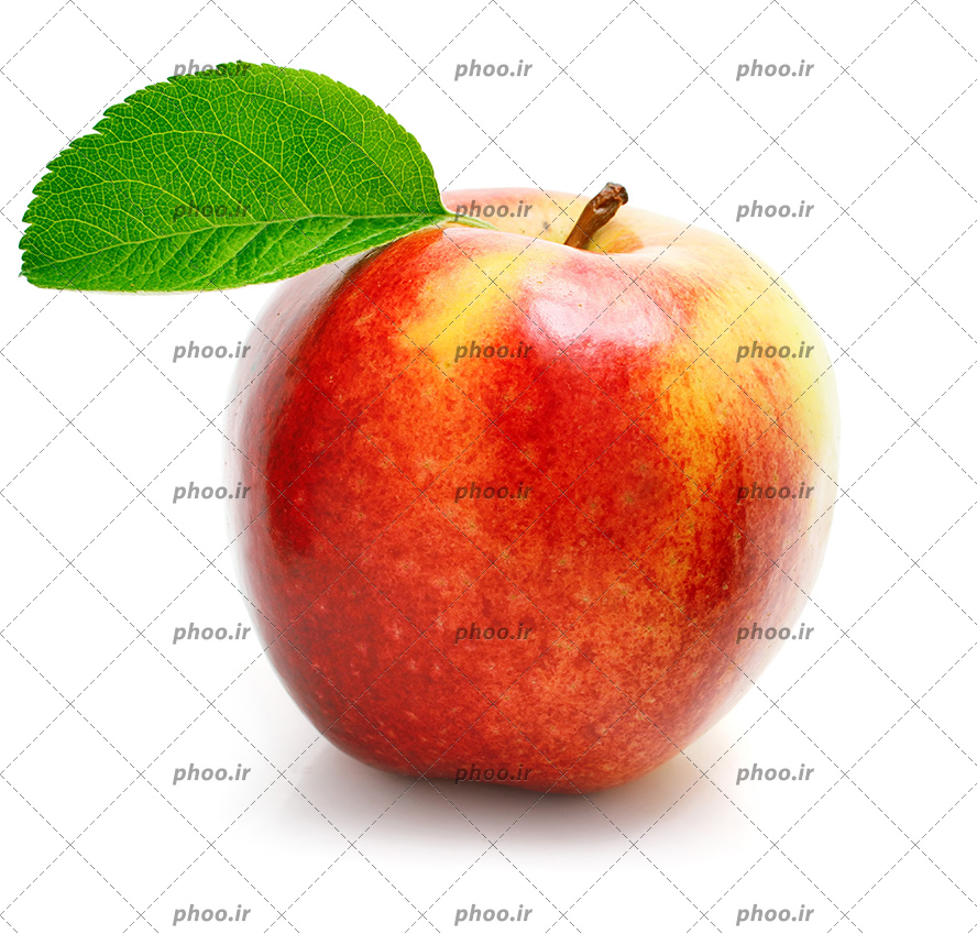 عکس زیبا سیب دو رنگ خوشمزه با برگ سبز