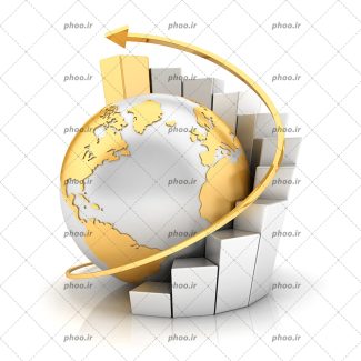 عکس با کیفیت کره زمین و نمودار ستونی