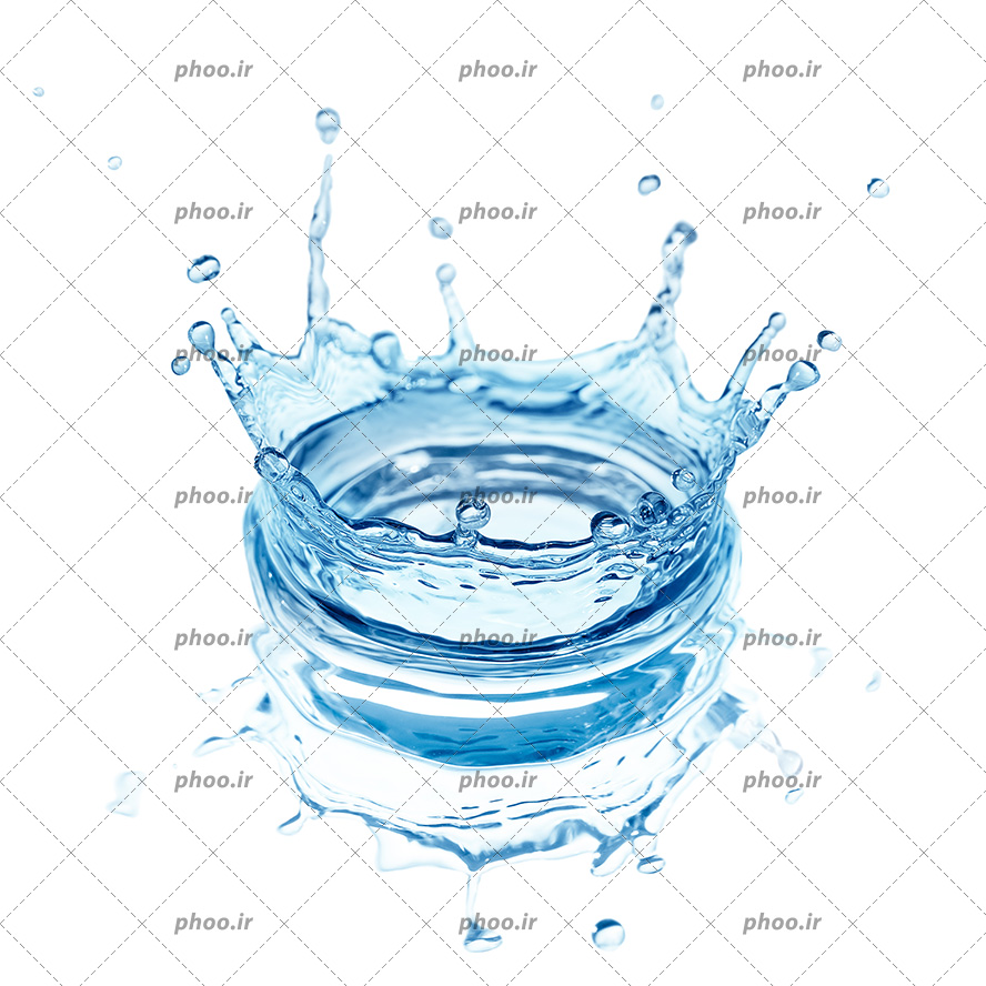 عکس آب شکل یک تاج و انعکاس آن روی زمین در پس زمینه سفید