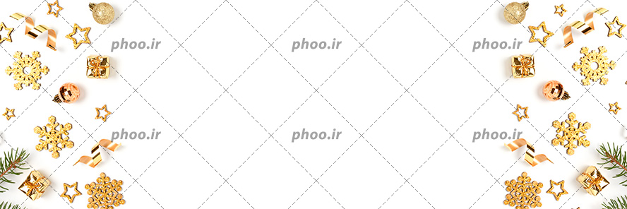 عکس قاب عکس زیبا همراه ستاره وبرف طلایی و ربان