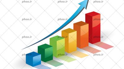 عکس با کیفیت نمودار ستونی رنگارنگ با فلش به سمت بالا