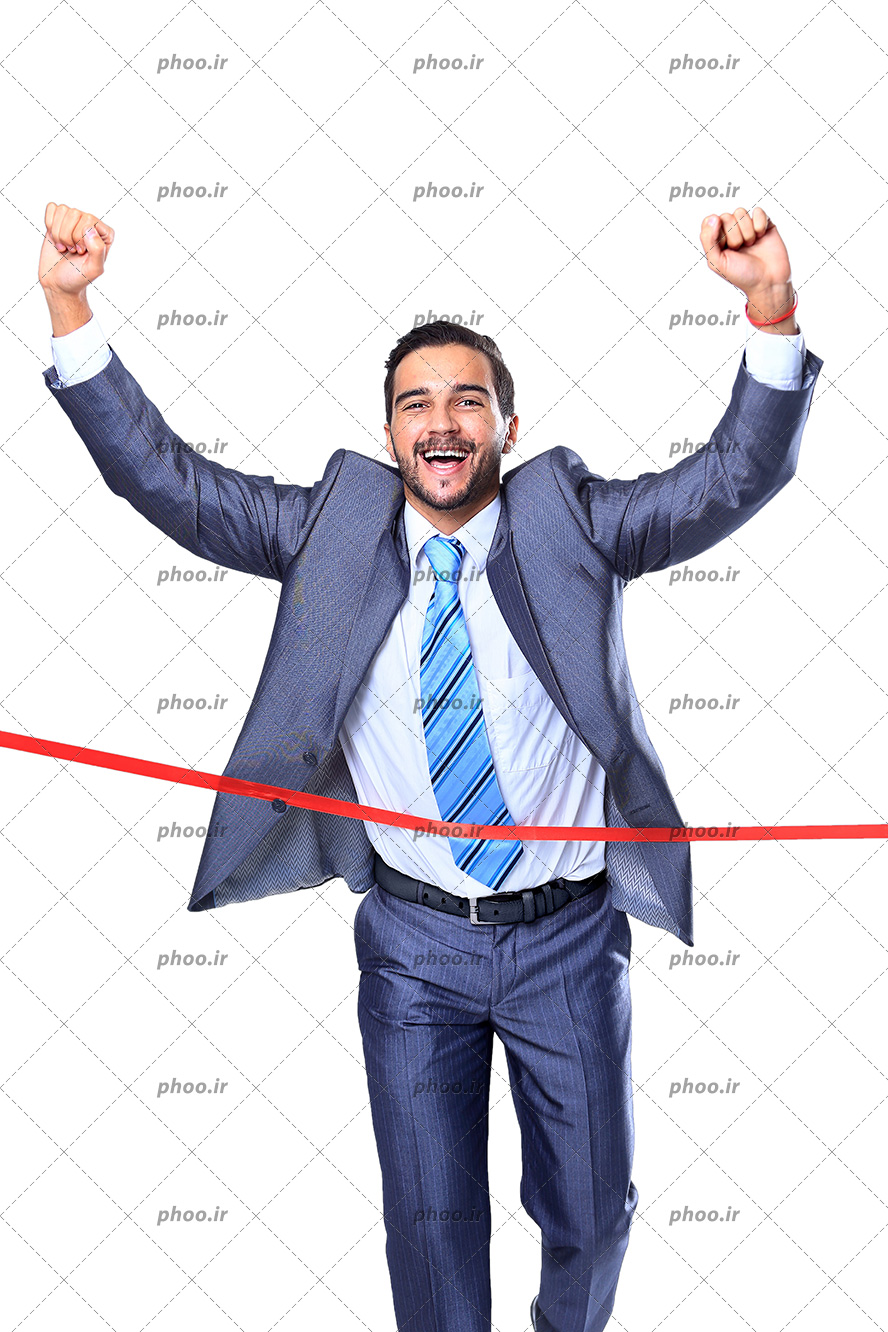 عکس مرد کت شلواری خوشحال در زمینه سفید