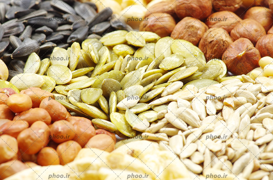 عکس با کیفیت آجیل ها و مغز های مختلف از نمای نزدیک