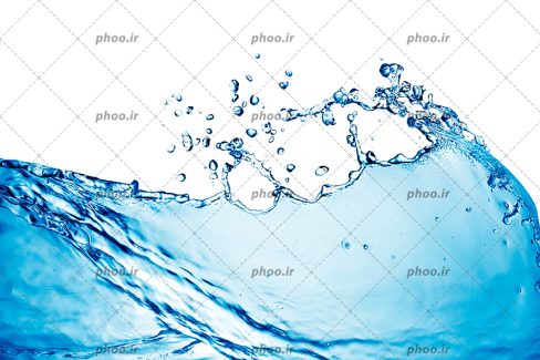 عکس آب آبی رنگ با یک موج بزرگ در پس زمینه سفید