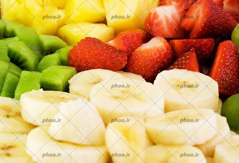 عکس میوه های برش زده شده در کنار هم