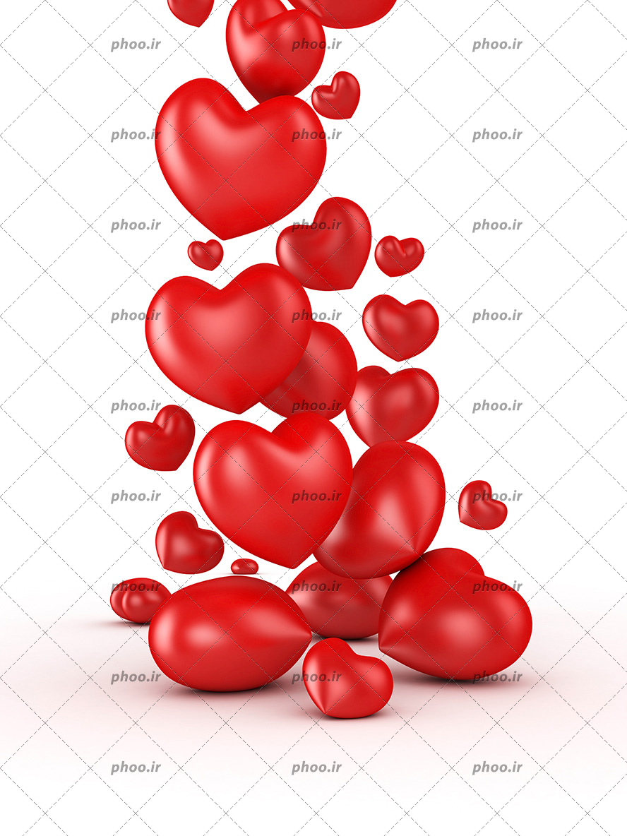 عکس با کیفیت قلب ها که از بالا به پایین می آیند