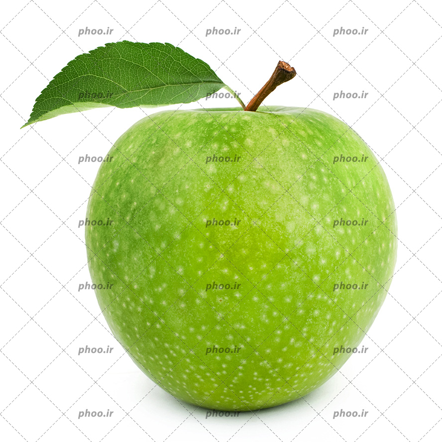 عکس زیبا سیب سبز خوشمزه با برگ